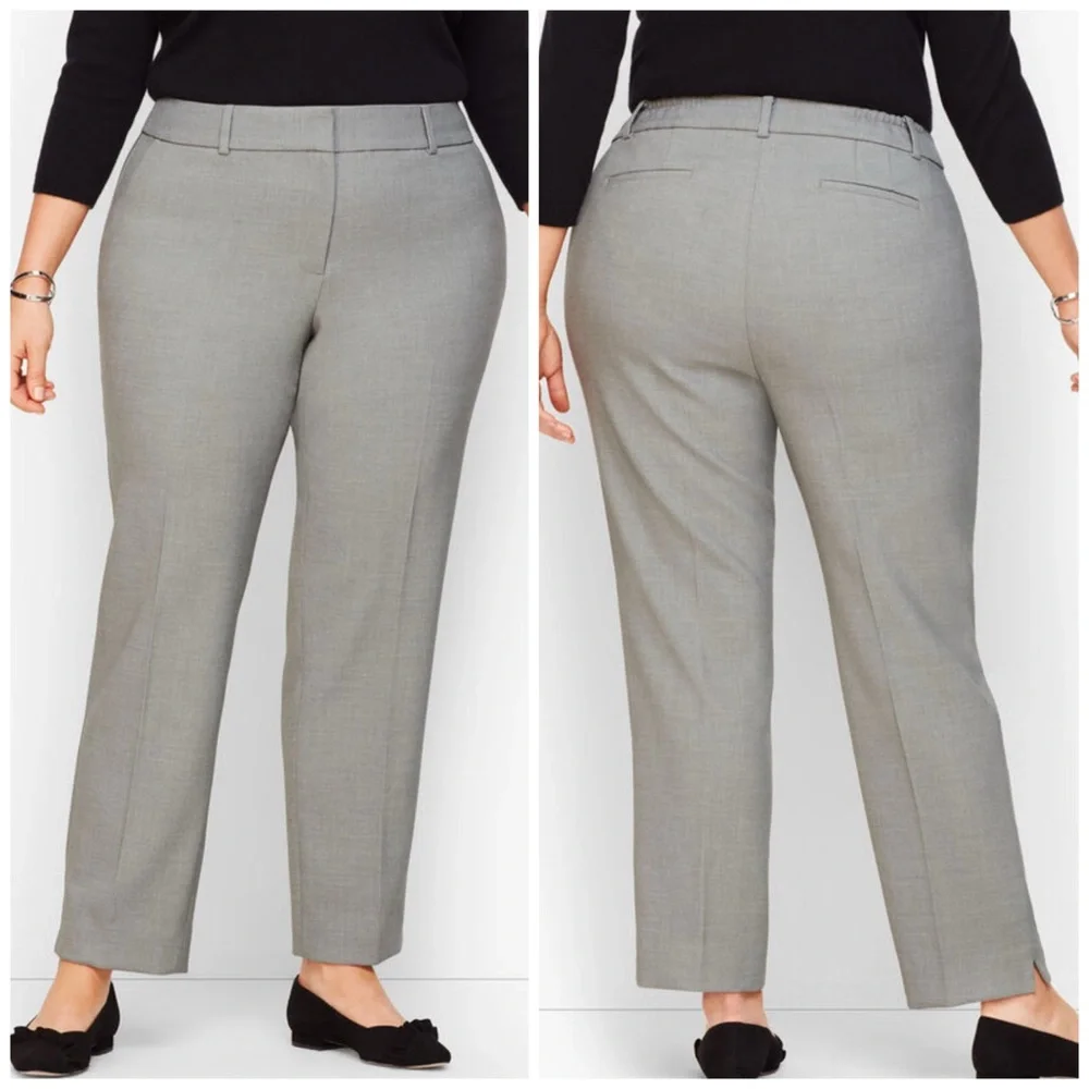 Talbots High Waist Hampshire Ankle Length Curvy Straight Leg Gray Plus Size 18W
